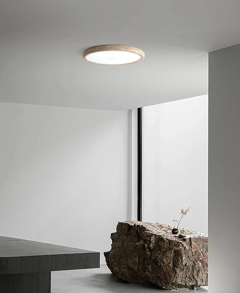 Travertine japanese ceiling light