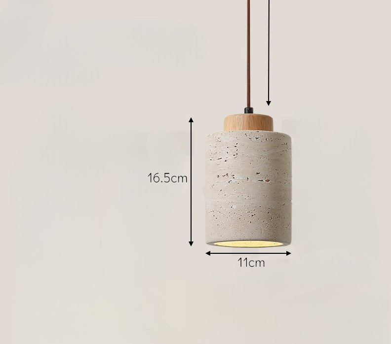 LED Travertine stone pendant light with wooden base