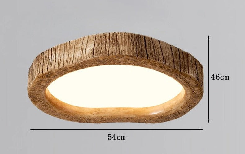 Large 54cm x 46cm LUXELY Nordic ceiling light with organic wood texture, perfect for spacious bedrooms or modern living areas.