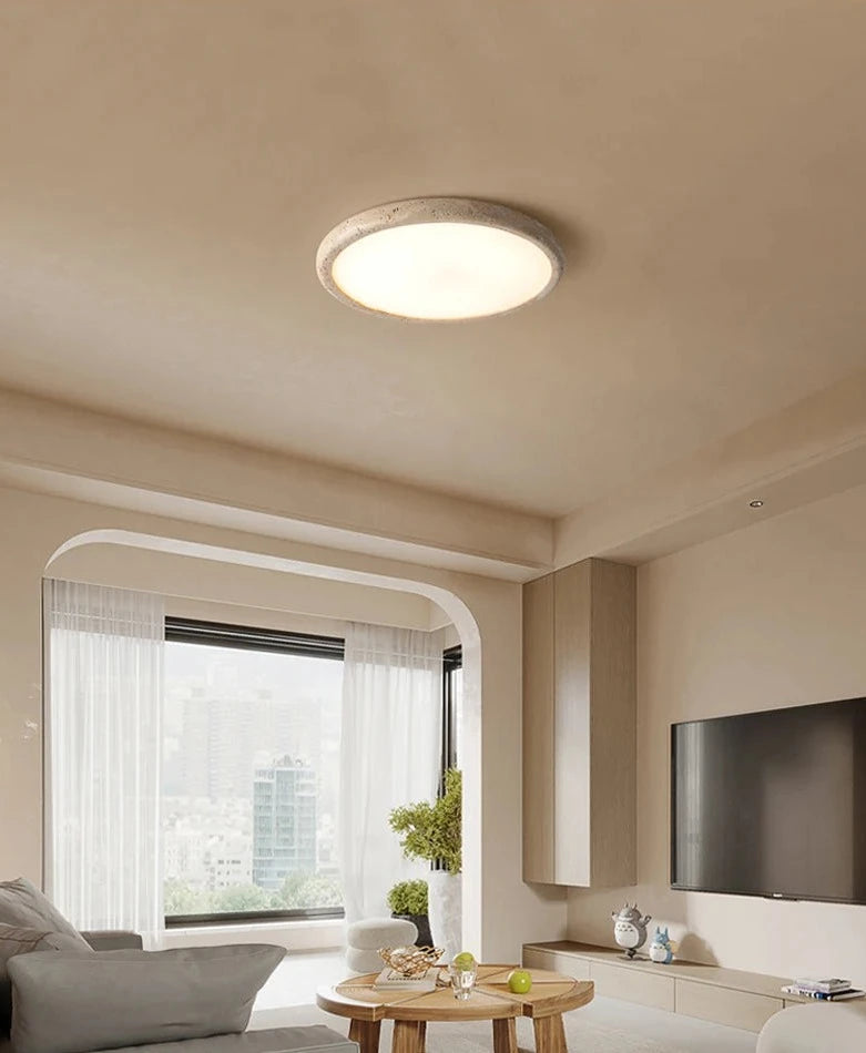 Travertine japanese ceiling light