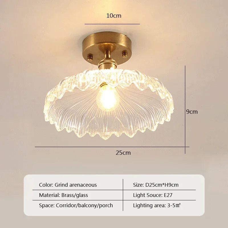 Vintage european clear glass flush ceiling light