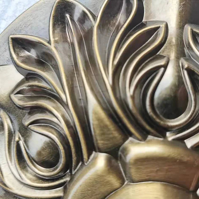 Detailed view of antique copper finish on the Retro Crystal Chandelier, highlighting ornate craftsmanship.