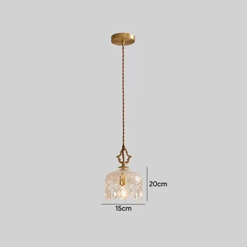Size chart of French Vintage Crystal Chandelier - Copper Hanging Lamp, 15cm wide and 20cm high, ideal for compact spaces.