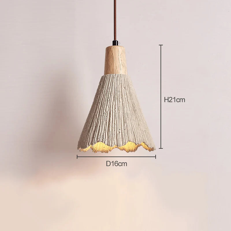 Medium-sized travertine pendant light with 21cm height and 16cm diameter, suitable for kitchen or office lighting.