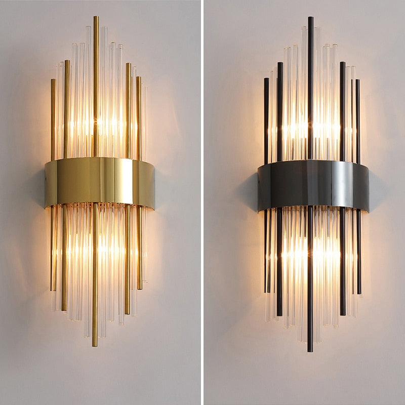 Gouden Kristallen Wandlamp
