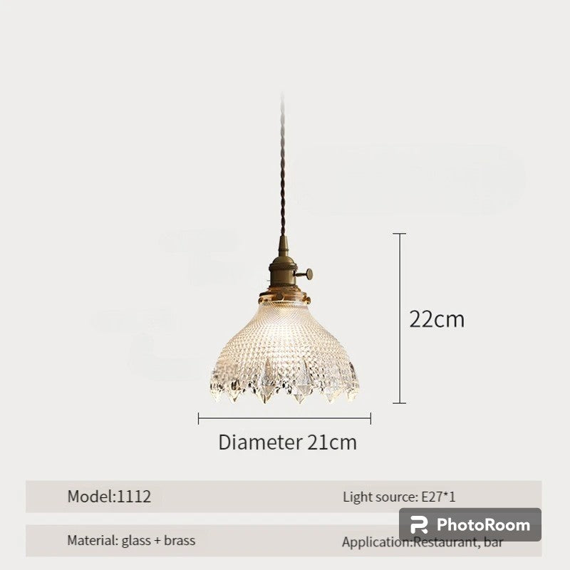 LUXELY vintage taklampa i trä och glas