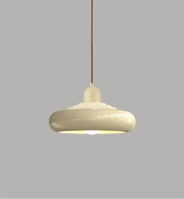 Beige Bauhaus Pendant Light - Modern Suspension | LED, Metal, 90-260V, minimalist ceiling lamp with glossy finish.