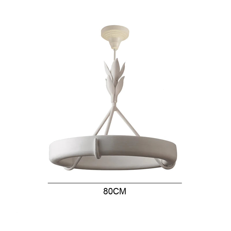 80cm modern carved plaster chandelier - french farmhouse ceiling light with 42W LED and height-adjustable suspension.