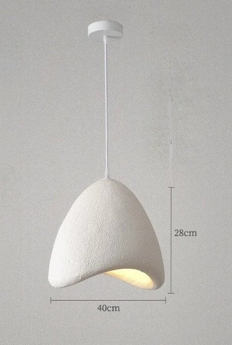 Minimalist white dome pendant light with LED bulb, 28cm tall and 40cm wide, ideal for art deco kitchen lighting.