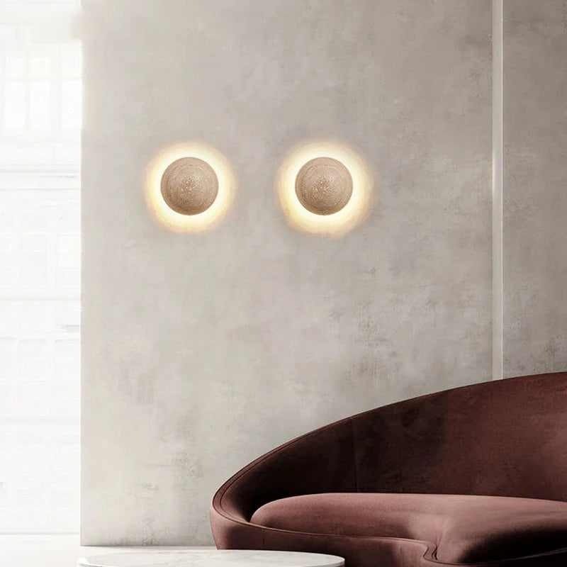 Travertin halfronde wandlamp