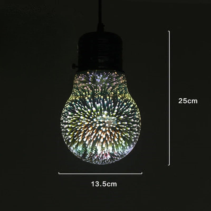 Lámpara colgante de cristal con efecto 3D de fuegos artificiales