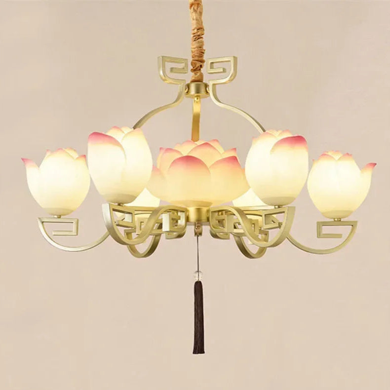 Lotus flower LED pendant light - vintage ceiling light with soft floral glow, ideal for elegant home lighting.