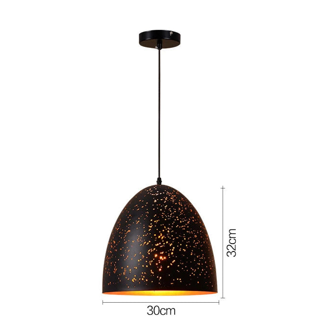 Egg-shaped Retro Industrial Black Chandelier pendant light, 30cm wide and 32cm tall, perfect for stylish kitchen or bar lighting.