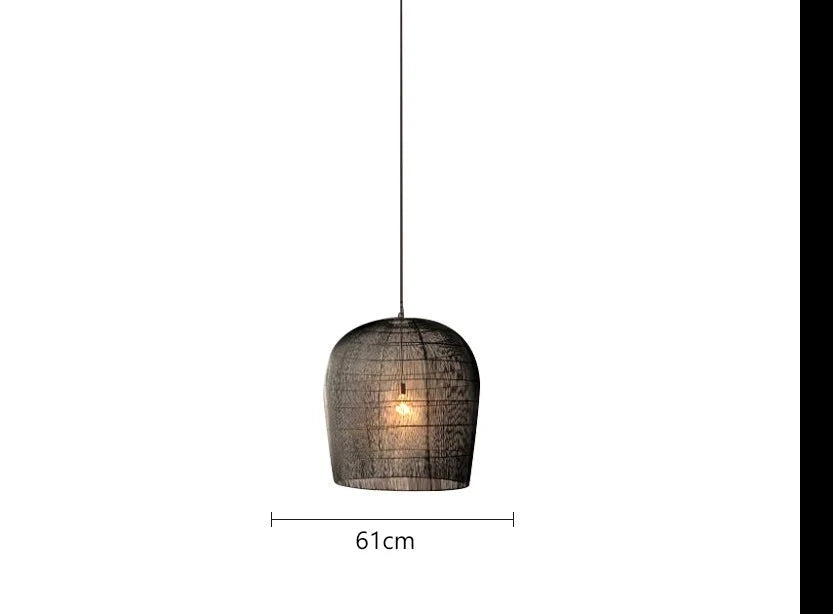 Large 61cm black LUXELY wabi sabi rattan pendant light, perfect for spacious interiors needing bold lighting accents.