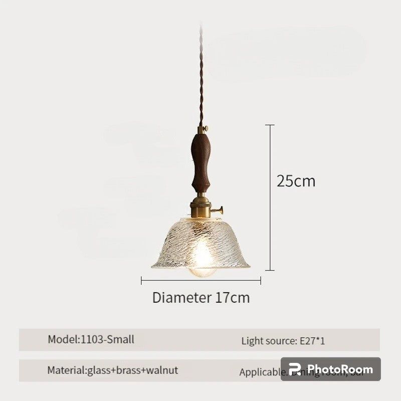 LUXELY vintage taklampa i trä och glas