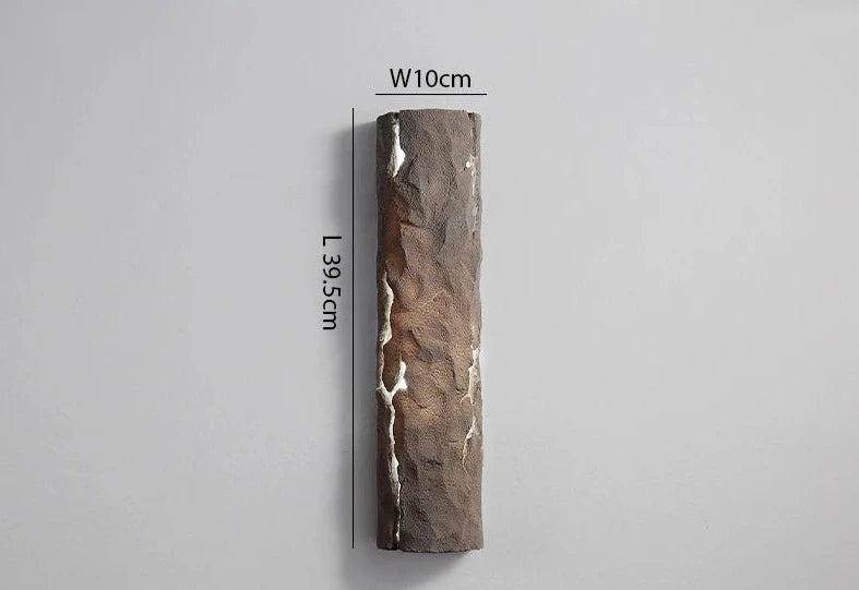 Brown LED Resin Wall Lamp with glowing cracks, 39.5cm x 10cm, IP65 waterproof for durable and decorative outdoor lighting.