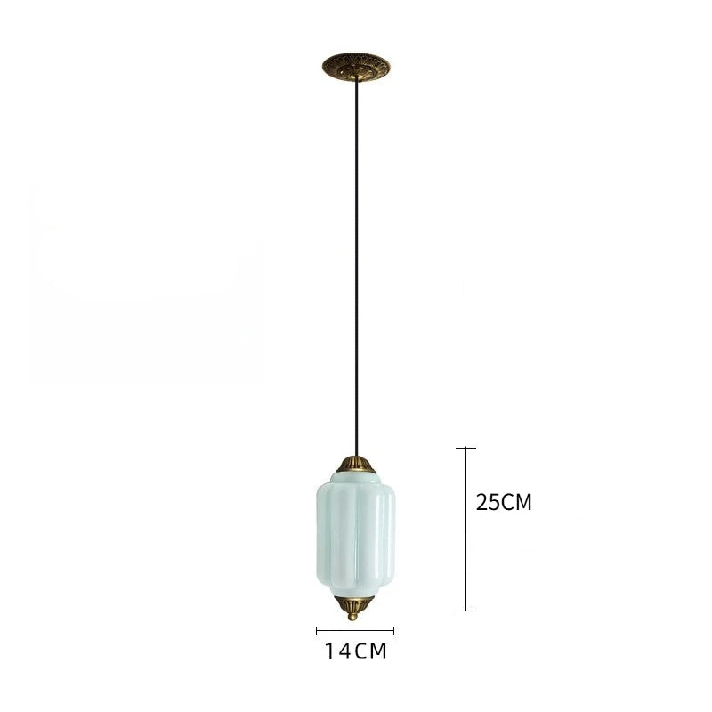 Vintage milk glass pendant with brass