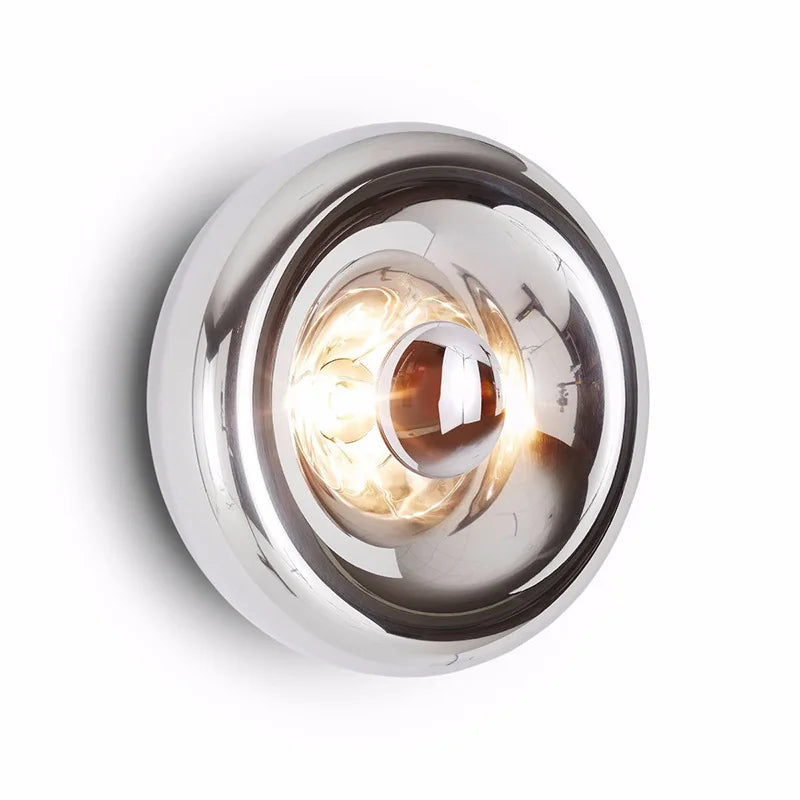 Silver lava modern design wall lamp with reflective glass finish, perfect for contemporary home lighting fixtures.