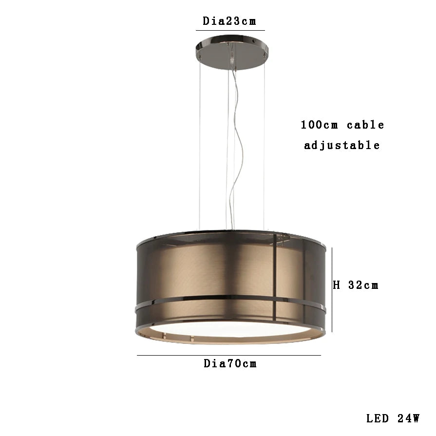 Modern Italian chandelier with 70cm diameter and 32cm height, featuring adjustable hanging cable and LED lighting.
