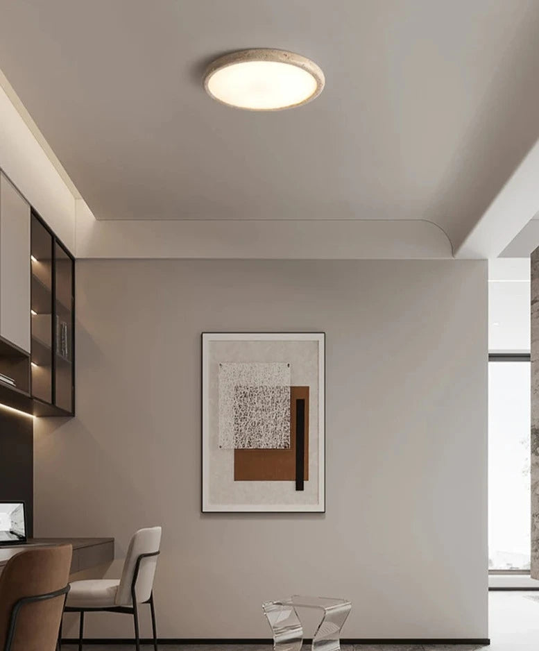 Travertine japanese ceiling light