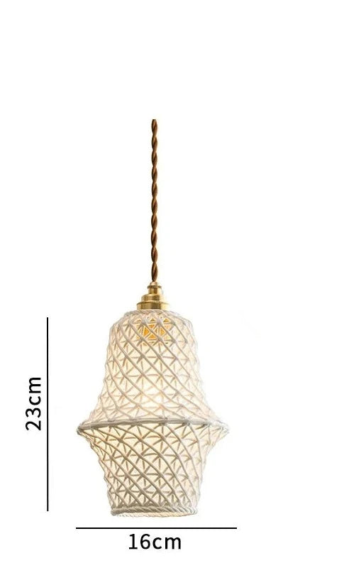 Unique white ceramic pendant light by LUXELY with 23cm height and 16cm width, ideal for eclectic or artistic lighting decor.
