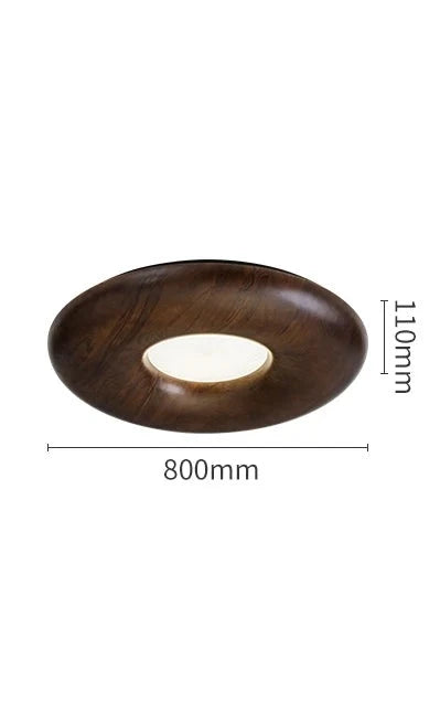 Dark wood version of Nordic flush mount ceiling light with 800mm width, ideal for modern interiors seeking retro-inspired lighting.