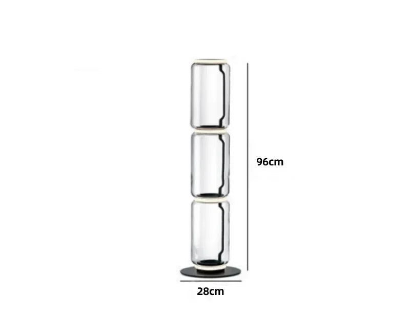 Model A 3-section Italian glass floor lamp – nordic minimalist design with 96cm height and 12W LED lighting.