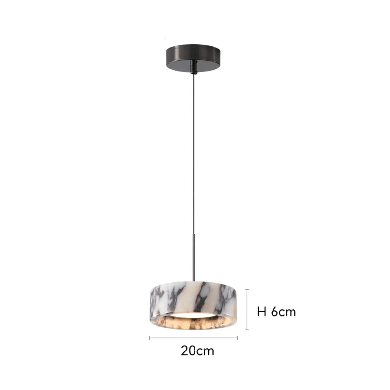 Black Marble Dome Pendant - LED Lamp with 18W built-in LED, 1.8m adjustable wire, and 20cm diameter, ideal for modern lighting setups.