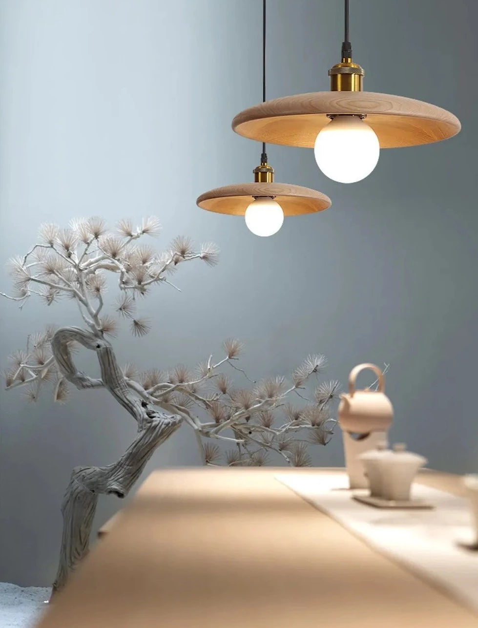 Nordic wood pendant light