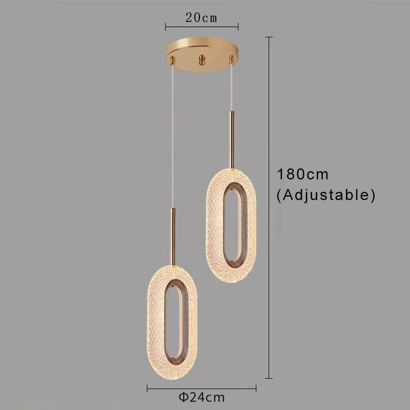 Dual modern Nordic oval pendant lights with adjustable 180cm cords and 24cm base, perfect for dining or living spaces.