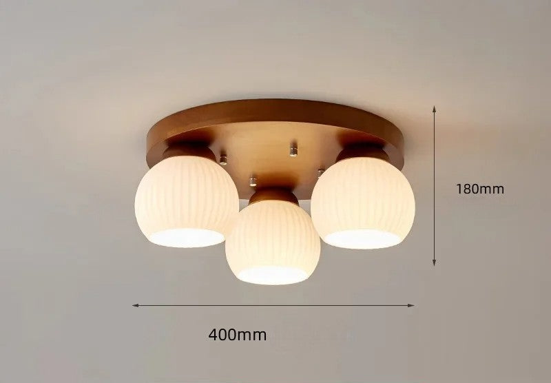 Taklampa i konstglas med valnötsmönster för sovrum och bar
