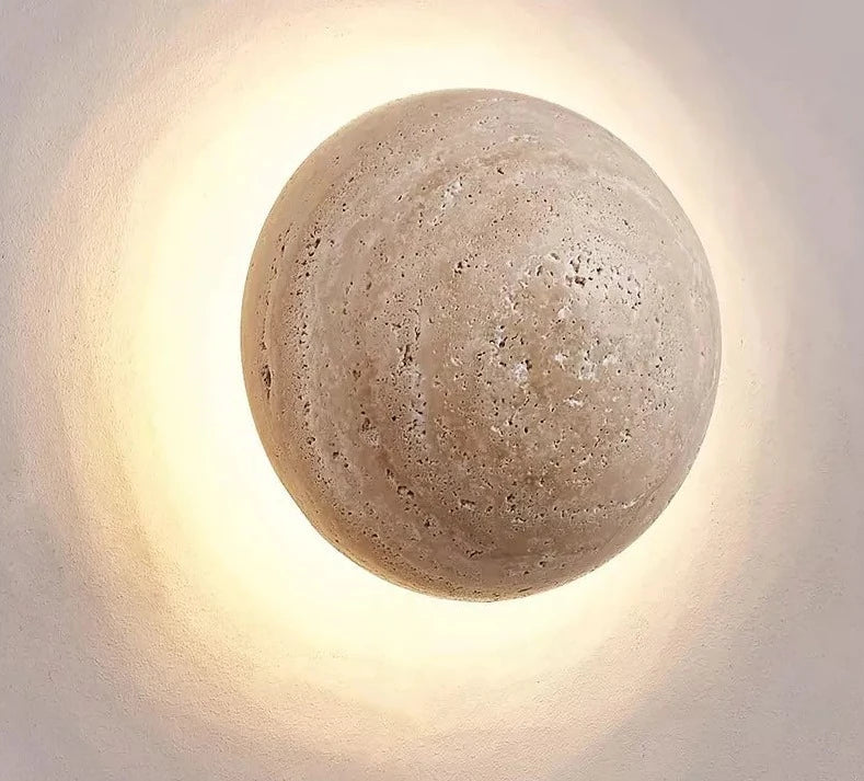Travertin halfronde wandlamp