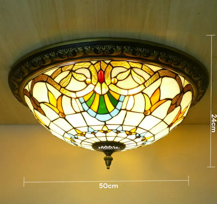 Lámpara de techo circular vintage Tiffany