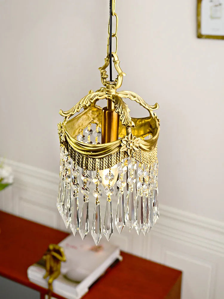 Luxury French Velvet Tassel Chandelier hanging above a desk, combining vintage elegance with functional lighting.