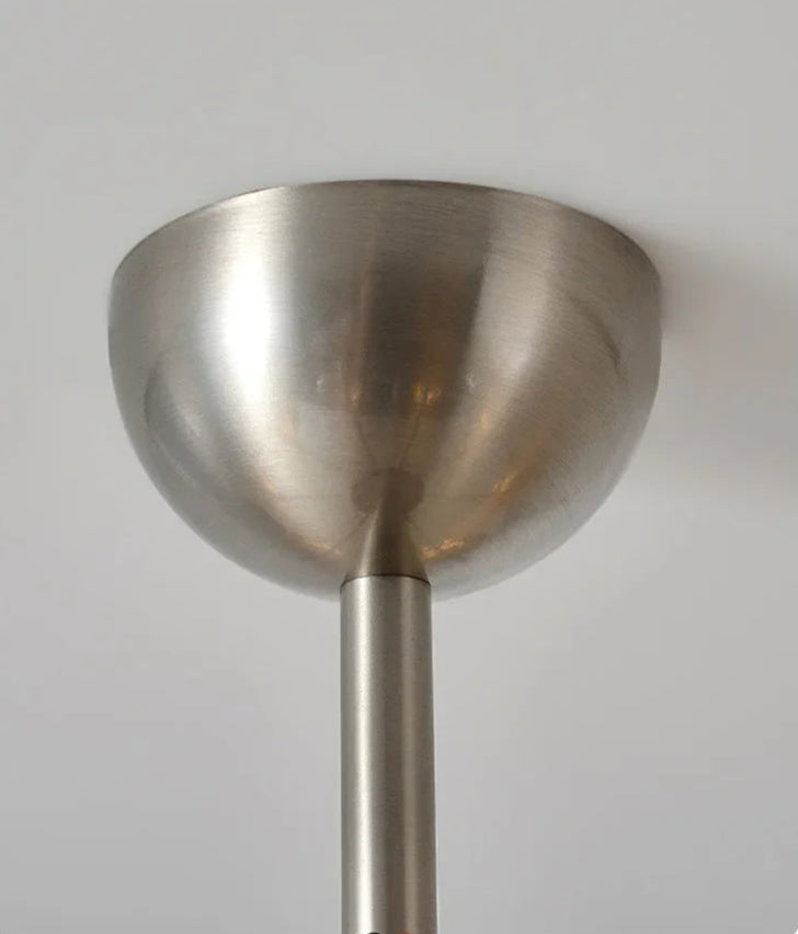 Brushed metal ceiling mount of the American LED chandelier, designed for secure and stylish installation in modern homes.