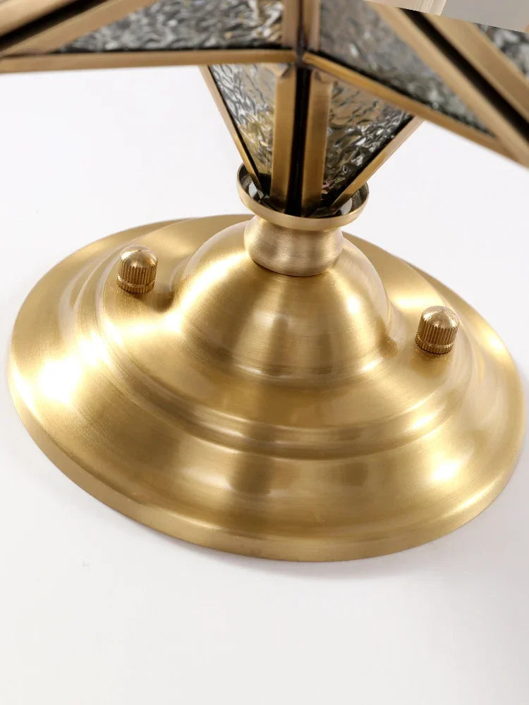 Close-up of copper ceiling light base with brushed finish, highlighting quality craftsmanship in modern lighting fixtures.