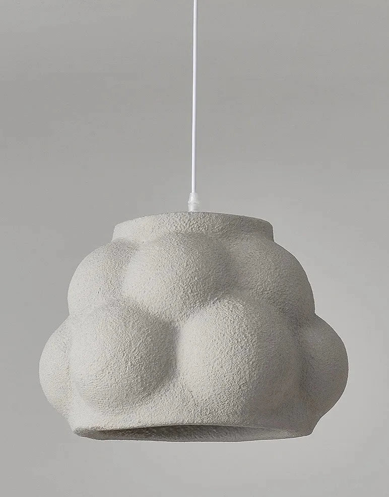Soft white cloud pendant light in Nordic wabi-sabi style with LED bulb, ideal for artistic and cozy interior spaces.