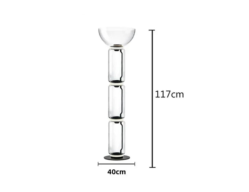 Model C 4-section Italian glass floor lamp – modern minimalist nordic design with 117cm height and 15W LED lighting.