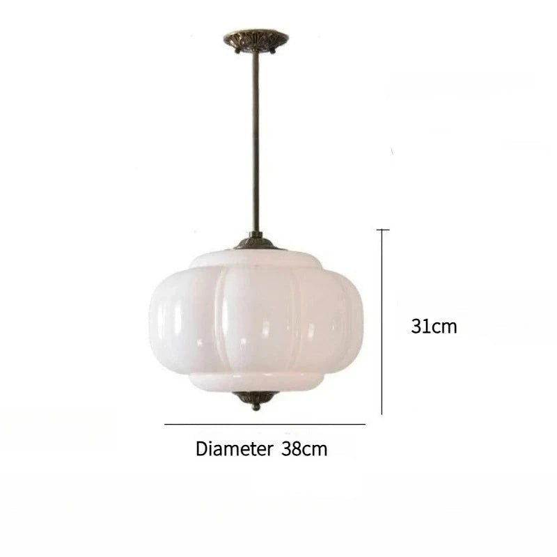 Suspension en verre opalin vert nacré