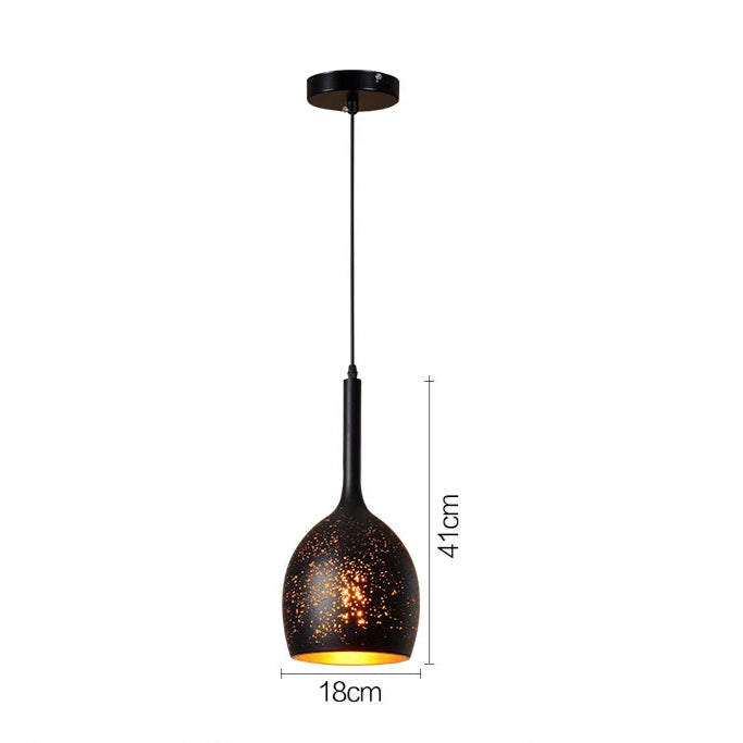 Tall Retro Industrial Black Chandelier pendant light with 41cm height and 18cm diameter, ideal for narrow kitchen or bar lighting.