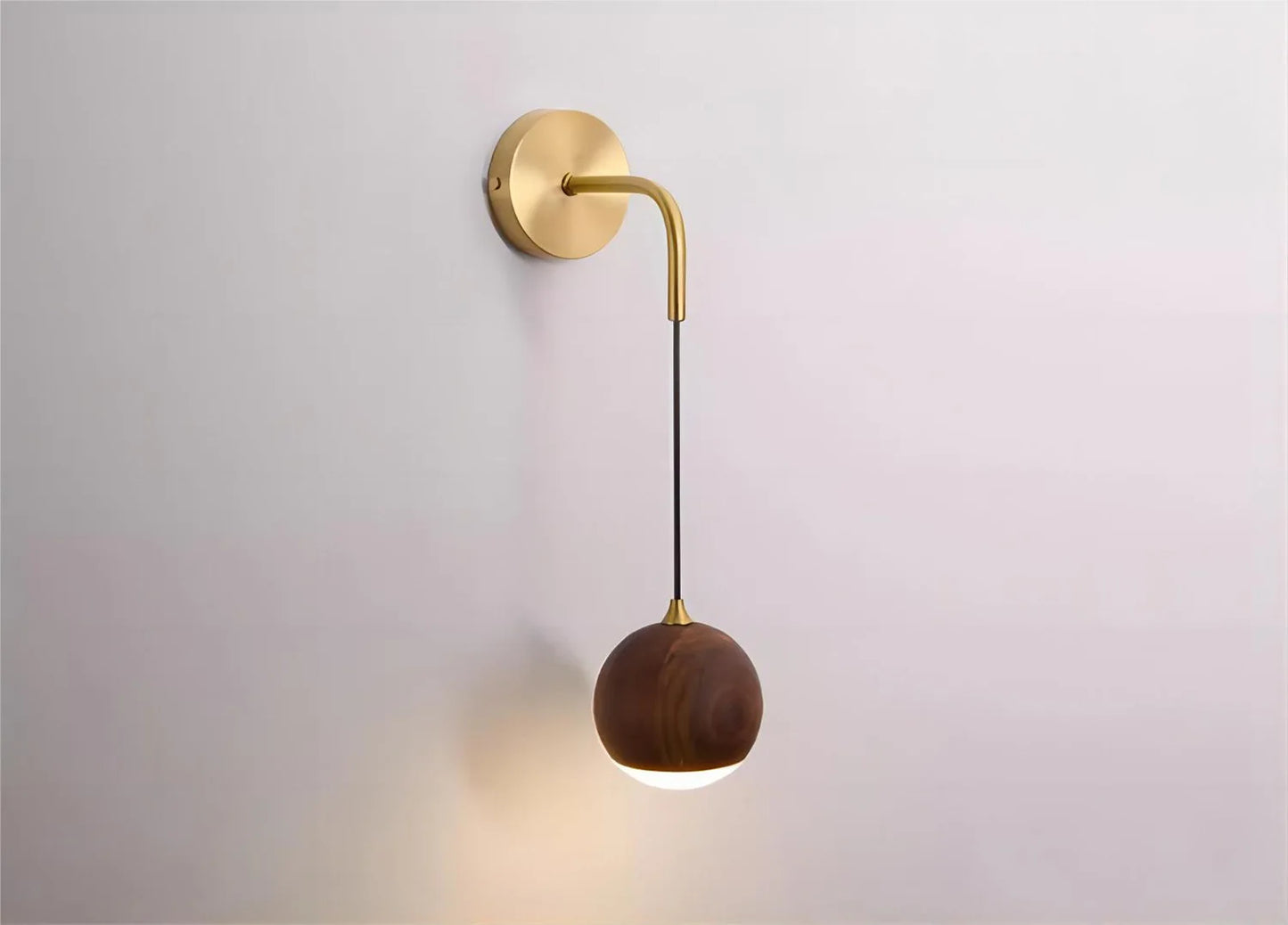 LUXELY walnut wood round ball wall light wabi-sabi modern