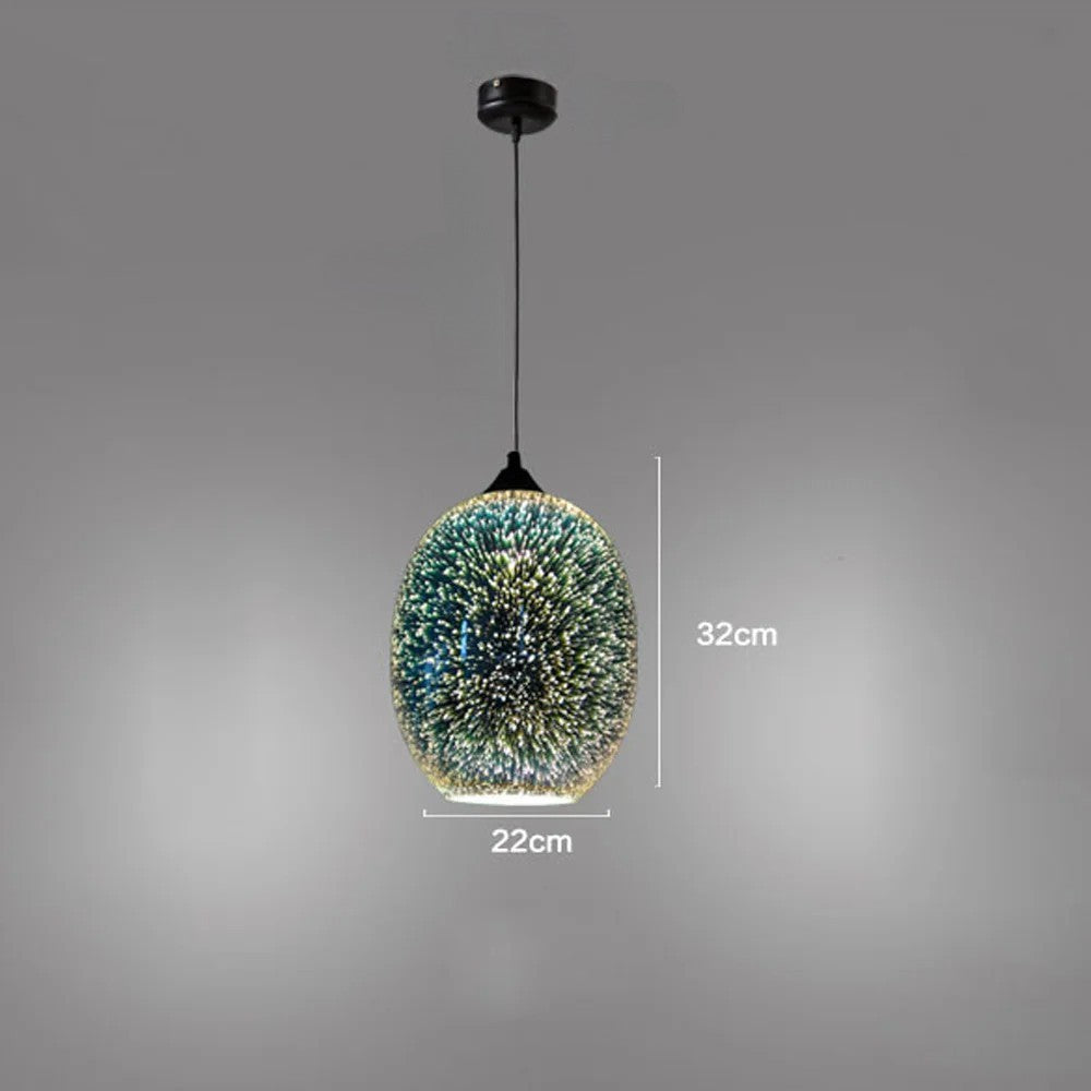 Moderna lámpara colgante 3D efecto fuegos artificiales