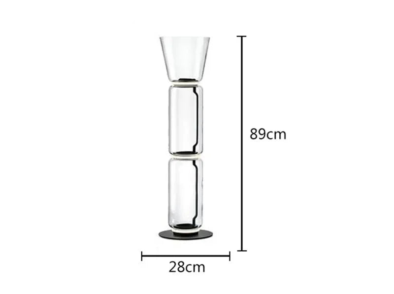 Model B 3-section Italian glass floor lamp – modern minimalist nordic design with 89cm height and 12W LED lighting.