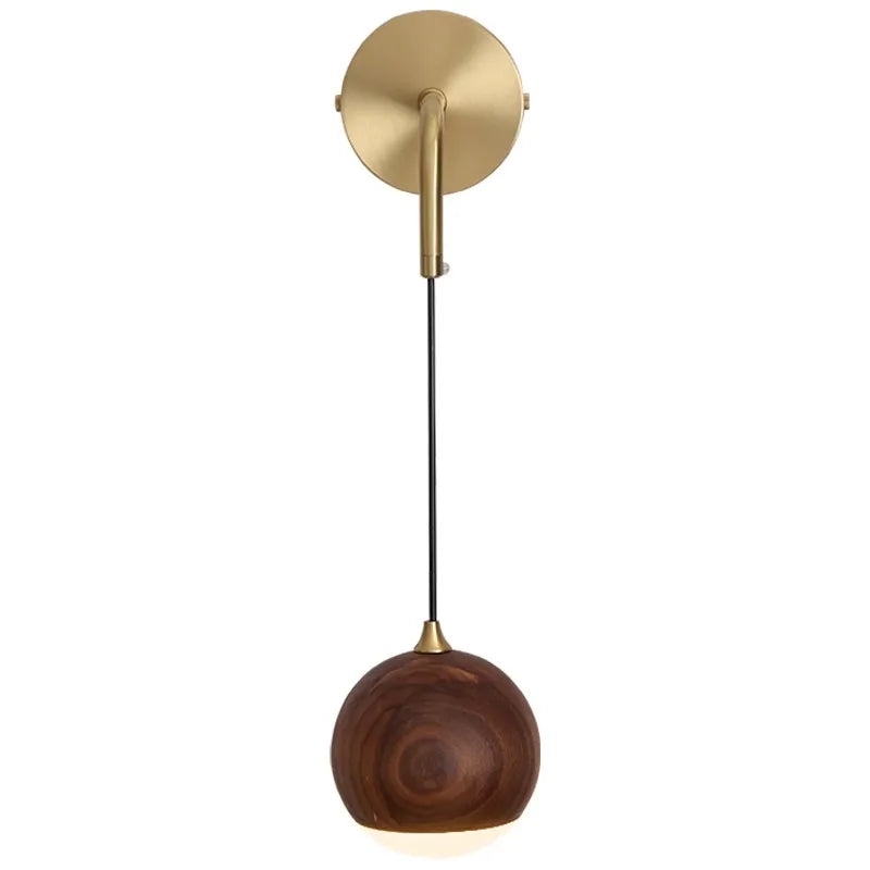 LUXELY walnut wood round ball wall light wabi-sabi modern