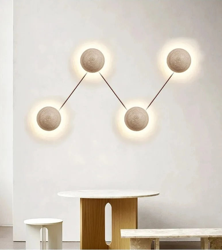 Travertin halfronde wandlamp