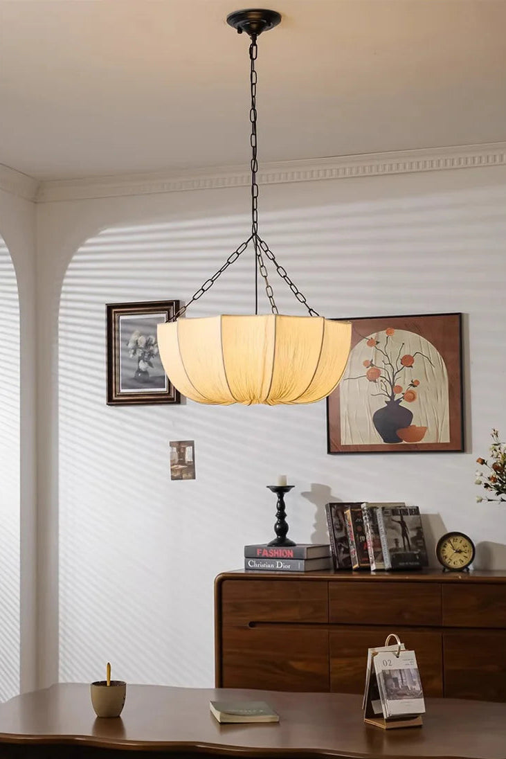 Fabric lotus boho chandelier