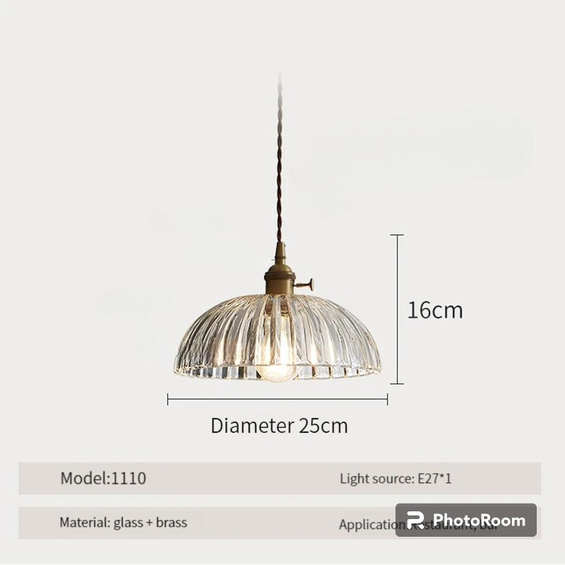 LUXELY vintage taklampa i trä och glas