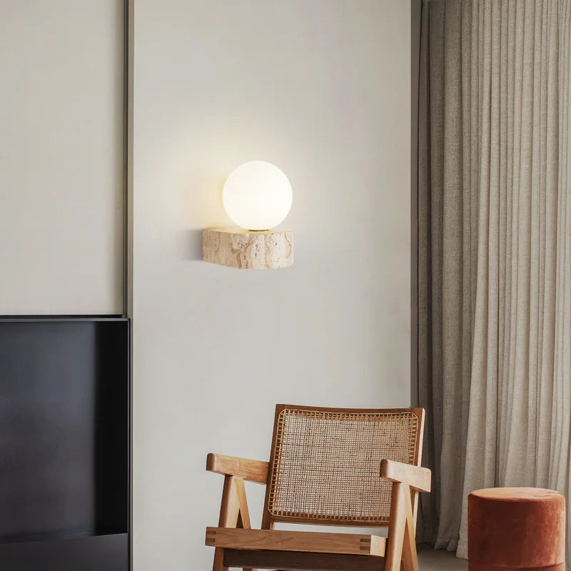 Stone bulb wall lamp