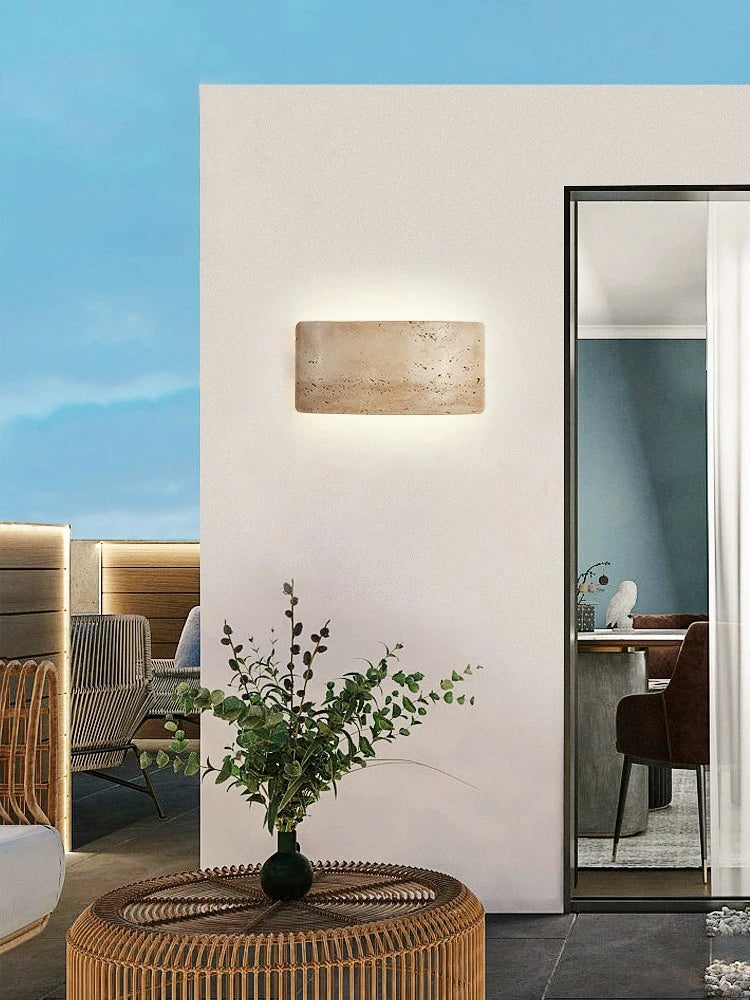 Aplique de piedra travertino ip65