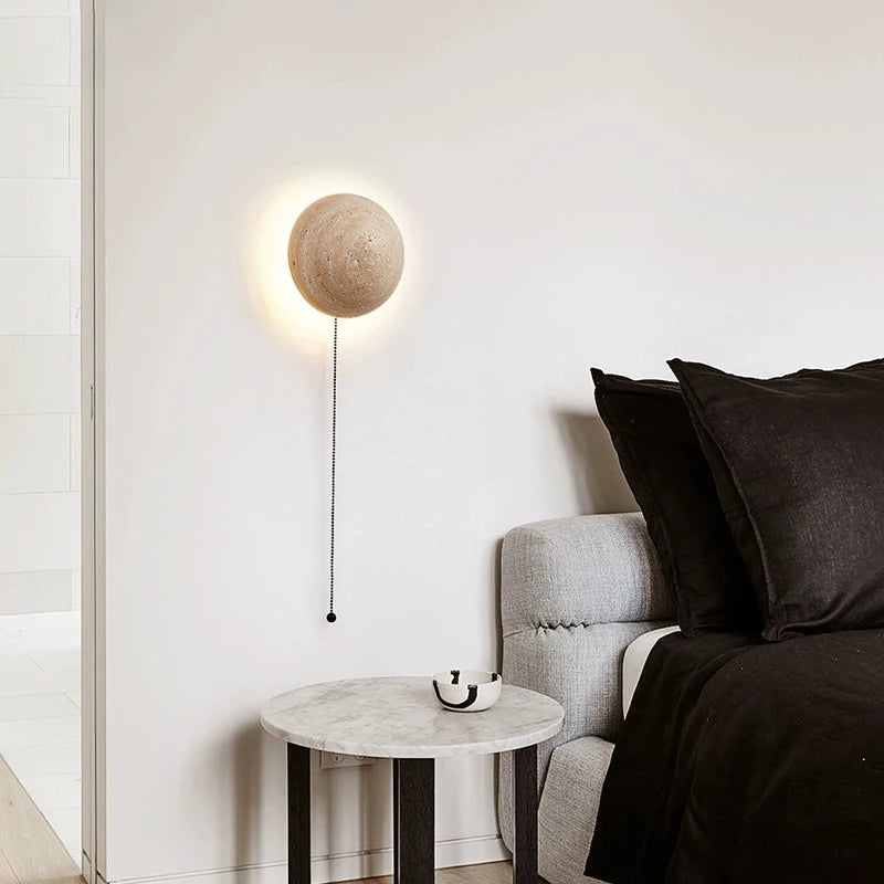 Travertin halfronde wandlamp